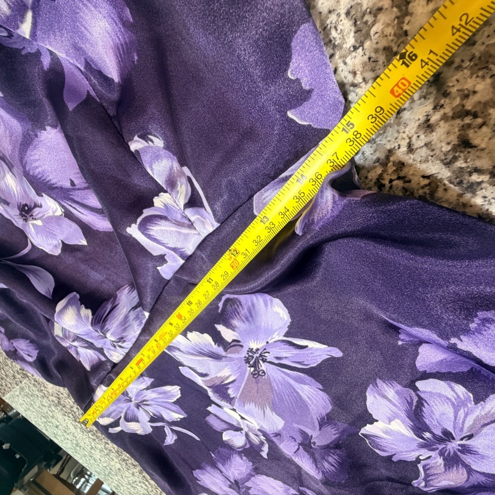 VTG Y2K Floral Maxi Dress Womens‎ 13 14 Purple Satin Flowy Fairy Cottagecore - Picture 7 of 9